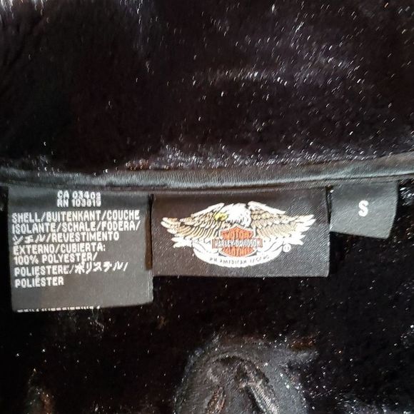 Harley-Davidson‎ Faux Fur & Suede Black Jacket Tribal Design Small - Picture 10 of 14